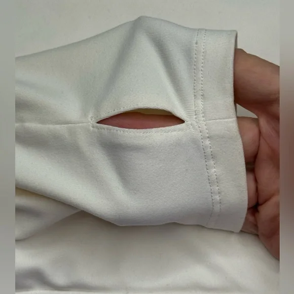 ROBERTO CAVALLI White Long Sleeve Sports Bra Mesh Cut Outs Criss Cross Stretch